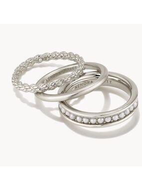Kendra Scott Arya Silver Ring Set In Freshwater Cultured Pearl 8 New